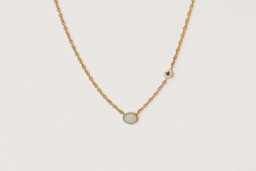 CLAUDIA | NECKLACE | OPAL & SAPPHIRE | GOLD