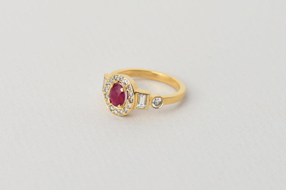 ESTHER | ENGAGEMENT RING | RUBY & DIAMONDS | 18K GOLD