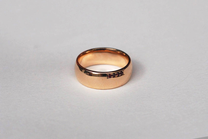 DAN | MENS WEDDING RING | RUBY | 18K ROSE GOLD
